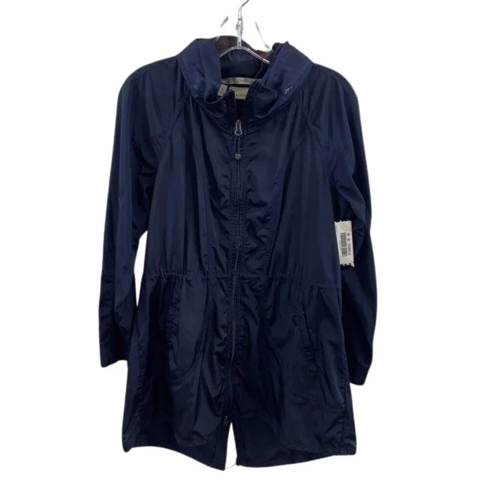 Athleta Drippity Jacket – Navy Blue (Size M) Stowable Hoodie Zip Up Front Pocket - Picture 2 of 7